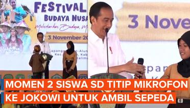 Momen Siswa SD Titip Mikrofon ke Jokowi untuk Ambil Sepeda