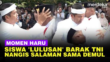 Tangis Pecah Siswa 'Lulusan' Barak TNI saat Bersalaman dengan Kang Demul