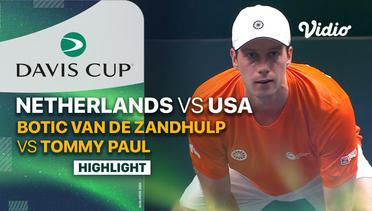 Highlights | Netherlands (Botic Van de Zandschulp) vs USA (Tommy Paul)| Davis Cup 2023