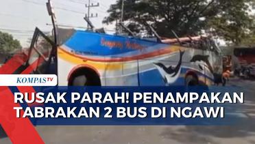 Penampakan Tabrakan 2 Bus di Ngawi, Rusak Parah hingga Ciptakan 3 Korban Jiwa