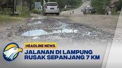 Jalan Menuju Tol Lambu Kibung Lampung Rusak Parah