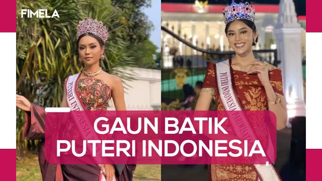 Puteri Indonesia 2023 Dibalut Gaun Batik dan Kenakan Mahkota