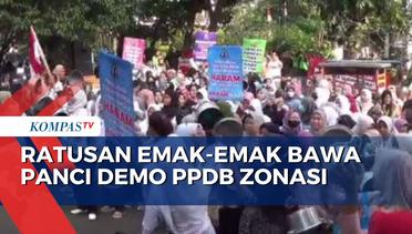 Ratusan Emak-Emak di Bogor Bawa Panci Demo PPDB Sistem Zonasi