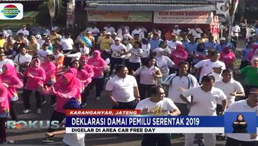 Senam Bersama Warnai Kampanye Damai Pemilu 2019 di Karanganyar - Fokus