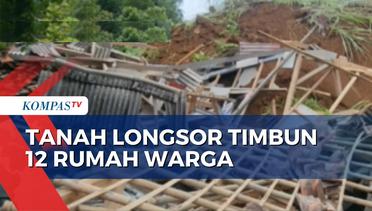 Detik-Detik Longsor Timbun 12 Rumah Warga di Sukabumi