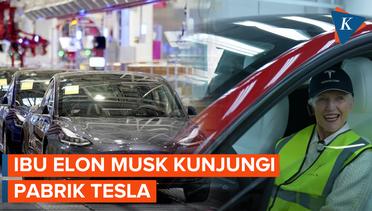 Momen Ibu Elon Musk Kunjungi Gigafactory Tesla di China