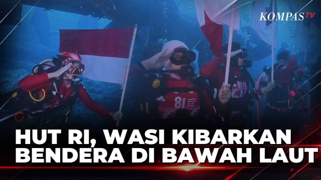 Momen WASI Kibarkan Bendera Merah Putih saat Upacara HUT ke-81 RI di Bawah Laut Pulau Biak