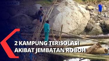 Terisolasi Akibat Jembatan Roboh, Warga Pilih Gunakan Bambu untuk Menyeberang