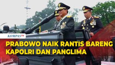 Momen Prabowo Naik Rantis Bareng Panglima TNI dan Kapolri, Cek Alutsista di Mabes TNI