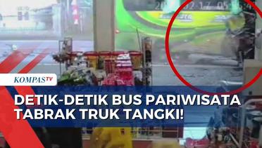 Bus Pariwisata Tabrakan dengan Truk Tangki BBM di Banyumas, Sopir Bus Diduga Mengantuk!
