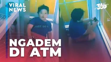 Viral! Aksi Kocak Bocah yang Ngadem di ATM