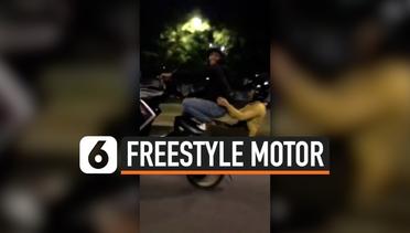 Bahayakan Nyawa, Dua Sejoli Freestyle Motor di Jalan Raya