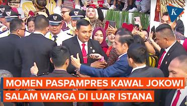 Paspampres Jaga Ketat Jokowi Saat Salami Warga di Luar Istana Negara