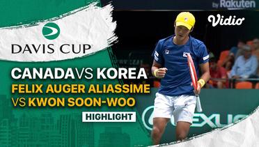 Highlights | Grup B: Canada vs Korea | Felix Auger Aliassime vs Kwon Soon-woo | Davis Cup 2022