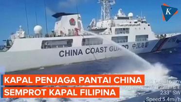 Laut China Selatan Makin Panas, Kapal Penjaga Pantai China Semprot Kapal Filipina