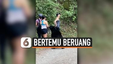 3 Wanita Bertemu Beruang Hutan Saat Jogging, Lihat Cara Menghadapinya