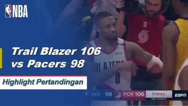 NBA I Cuplikan Pertandingan : Trail Blazers 106	 vs Pacers 98