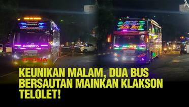 Suasana Malam Penuh Ceria, Serunya Dua Bus Beradu Klakson Telolet di Pinggir Jalan!