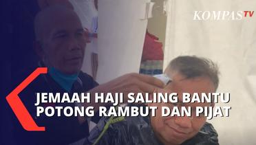 Usai Melontar Jumrah, Jemaah Haji Indonesia Saling Bantu Potong Rambut