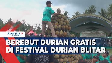 Ratusan Warga Berebut Durian di Festival Durian Sumbersari Blitar