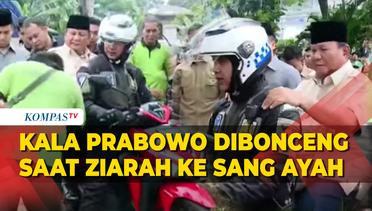 Kala Prabowo Dibonceng Motor saat Ziarah ke Makam Sang Ayah di TPU Karet Bivak