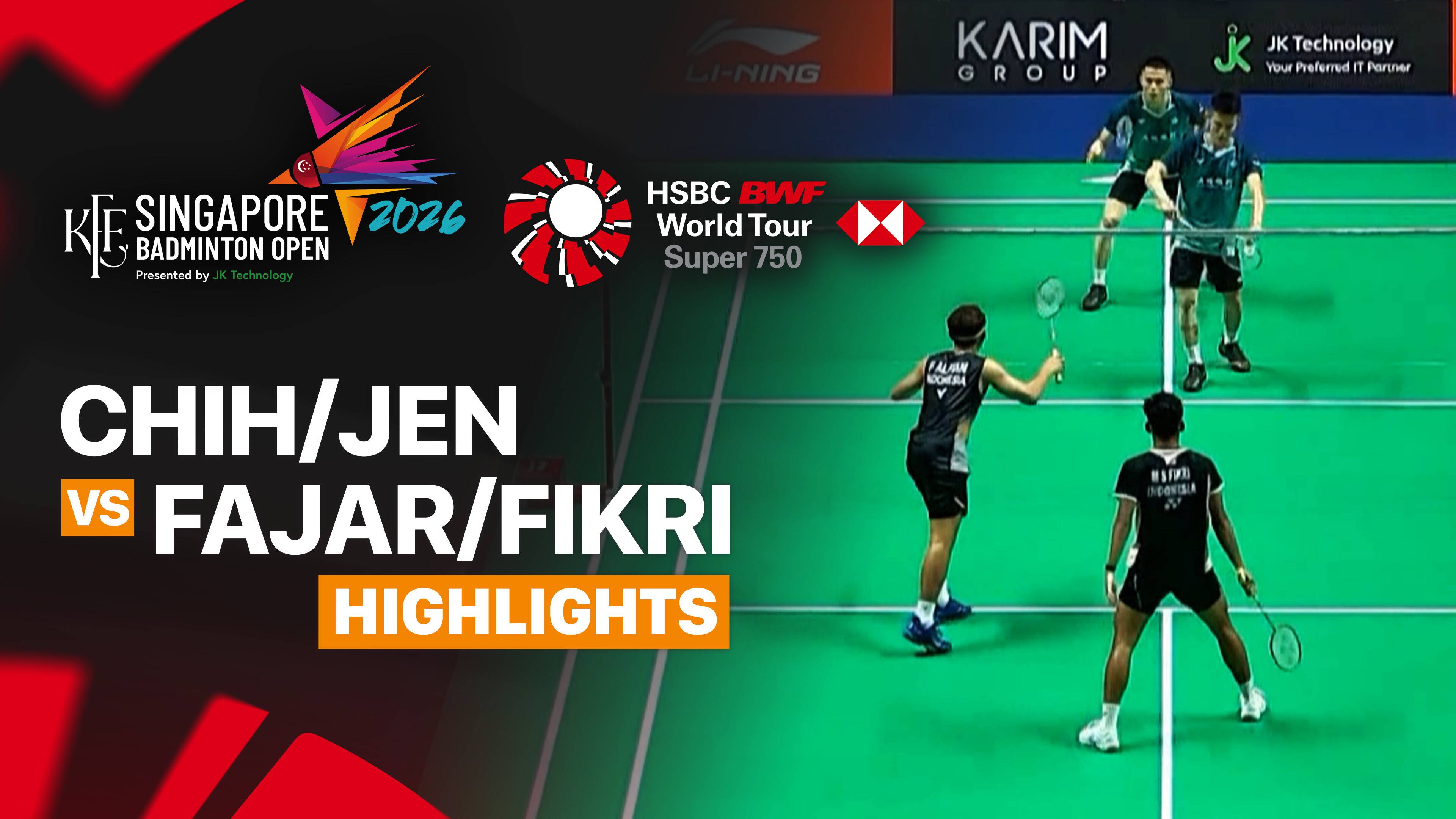 Lee Fang-Chih/Lee Fang-Jen (TPE) vs Fajar Alfian/Muhammad Shohibul Fikri (INA) - Men's Doubles Round of 32 | KFF Singapore Open 2026