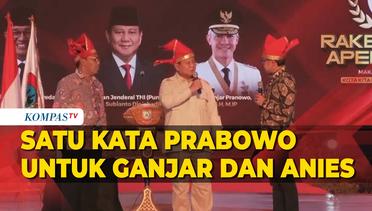 Jawaban Prabowo Saat Ditanya Satu Kata untuk Ganjar dan Anies