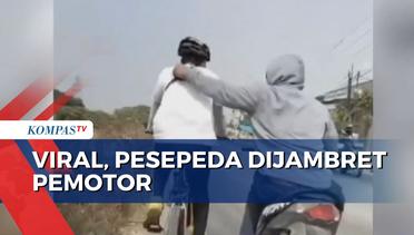 Viral! Aksi Nekat Pemotor Jambret Tas Pesepeda di Bekasi