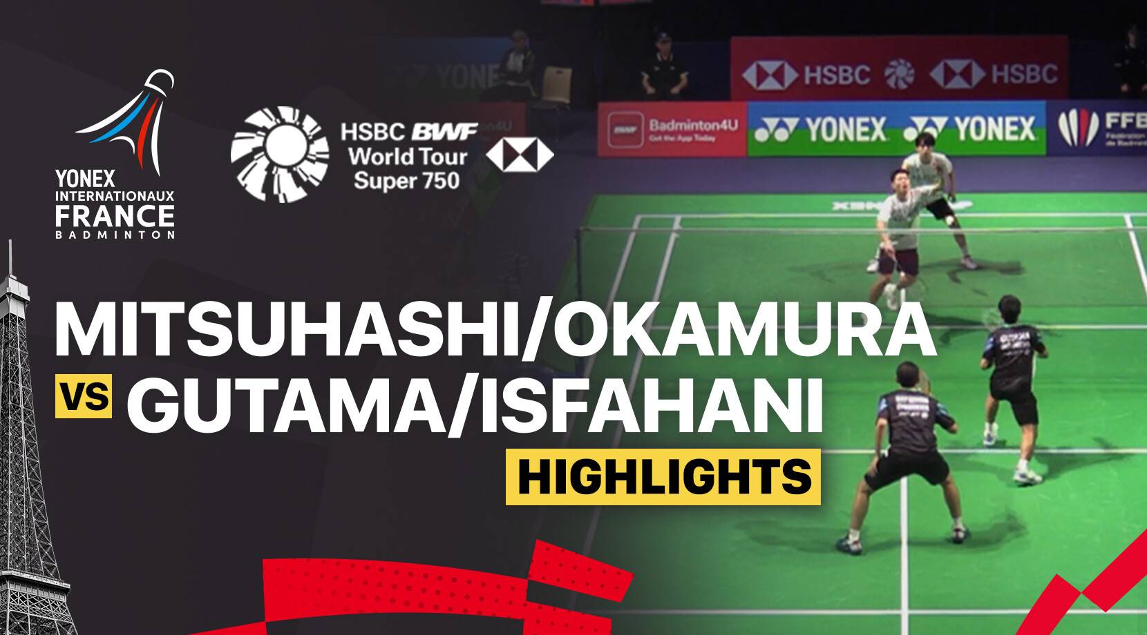 Kenya Mitsuhashi/Hiroki Okamura (JPN) vs Sabar Karyaman Gutama/Moh Reza Pahlevi Isfahani (INA) - Men's Doubles Round of 32 | YONEX French Open 2025