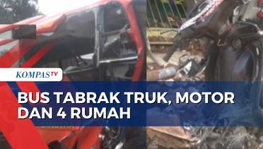 Bus Tabrak Kendaraan dan 4 Rumah di Malang, 5 Orang Luka-Luka 1 Meninggal