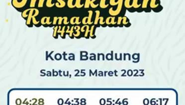 Jadwal Imsakiyah Kota Bandung 23-29 Maret 2023