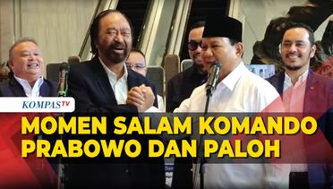 [FULL] Prabowo dan Surya Paloh Kompak Salam Komando usai Ketemu di NasDem Tower