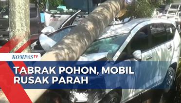 Diduga Hindari Pemotor, Minibus Tabrak Pohon Besar di Bekasi hingga Alami Kerusakan Parah!