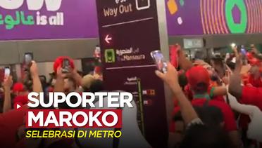 Timnas Maroko Melaju ke Perempat Final Piala Dunia 2022, Suporter Selebrasi di Dalam Metro