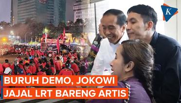 Ribuan Buruh Demo Tolak Cipta Kerja, Jokowi Jajal LRT Bareng Artis