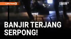 Nekat Terobos Banjir, Mobil Terseret Banjir di Serpong