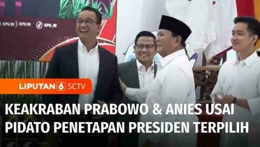 Momen Keakraban Prabowo dan Anies Baswedan Usai Pidato Penetapan Presiden & Wapres | Liputan 6