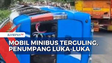 Diduga Rem Blong, Mobil Minibus Terguling di Magetan, Penumpang Luka-luka