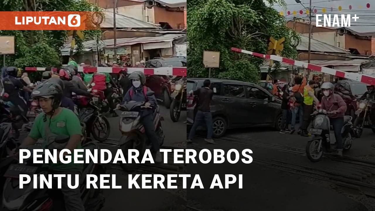 Bahaya Para Pengendara Jalan Terobos Pintu Rel Kereta Api Jakarta