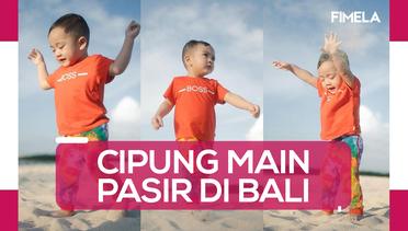 Potret Rayyanza Asik Main Pasir di Bali, Sudah Tidak Takut Lagi