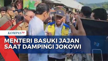 Momen Menteri Basuki Jajan Tutut saat Dampingi Jokowi Tinjau Pasar Parungkuda