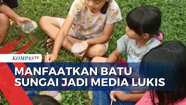 Bermain Sambil Belajar, Anak-Anak di Desa Jatirunggo, Semarang Melukis di Batu Sungai