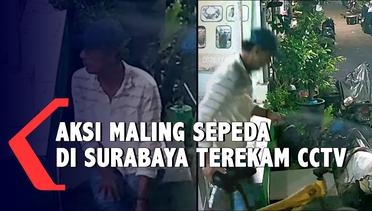 Aksi Pencurian Sepeda di Surabaya Terekam CCTV