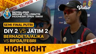 Highlights | Semifinal Putri 2 | DIY 2: Bernadeta/Alika vs JATIM 2: Rifda/Febri | Sirnas Voli Pantai 2022