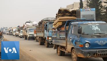 Traffic on Highways as People Flee Idlib, Syria
