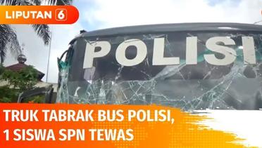 Truk Tabrak Bus Polisi, 1 Siswa SPN Tewas | Liputan 6