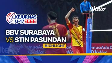 Highlights Perempat Final - Putra: BBV Surabaya vs STIN Pasundan | Kejurnas Bola Voli Antarklub U-17 2022