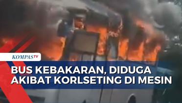 Diduga Akibat Korsleting Listrik di Mesin, Sebuah Bus Milik Jasa Ekspedisi Hangus Terbakar!