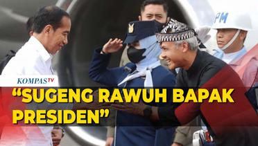 Hormat Ganjar Sambut Jokowi di Solo: Sugeng Rawuh Bapak Presiden