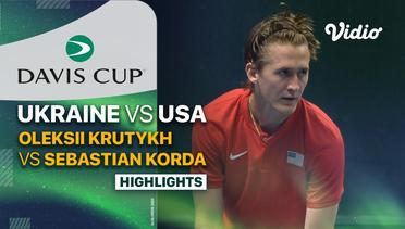 Ukraine vs USA: Oleksii Krutykh vs Sebastian Korda - Highlights | Qualifiers Davis Cup 2024